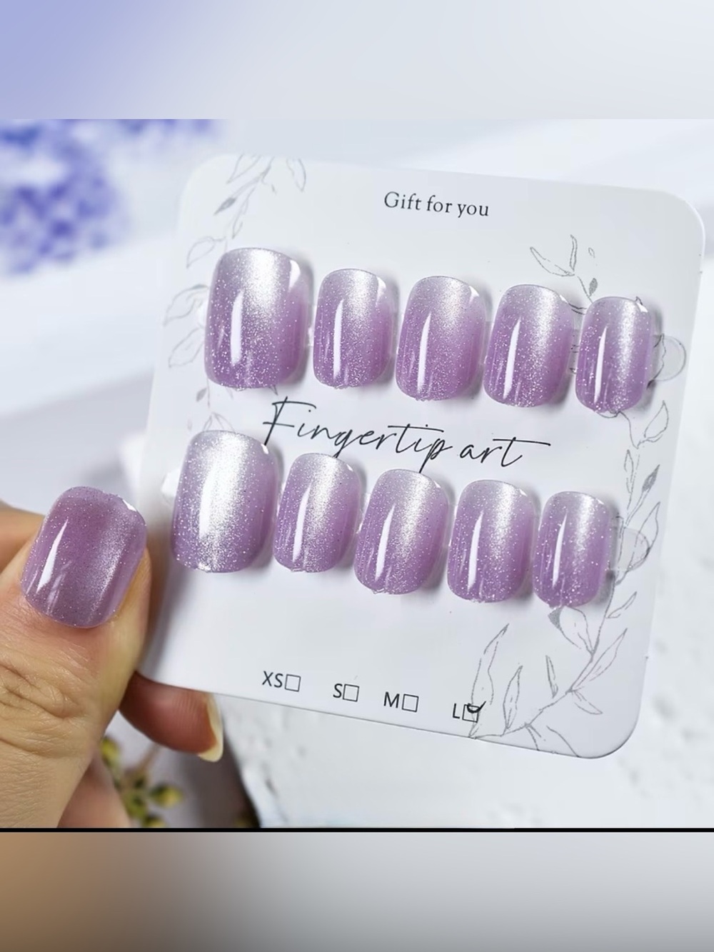 10pcs Purple Cat Eye Press-On Nails